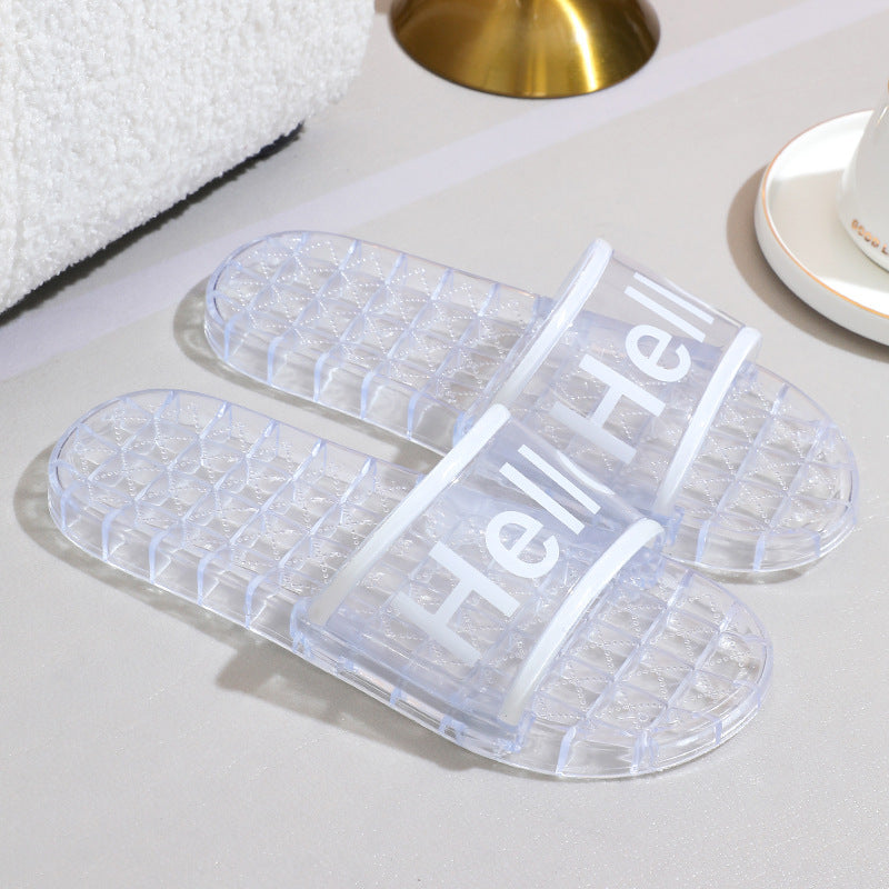 Fashionable Transparent Jelly Slippers for Women, New Summer Indoor Bathroom Crystal Sandals., Women Shoes