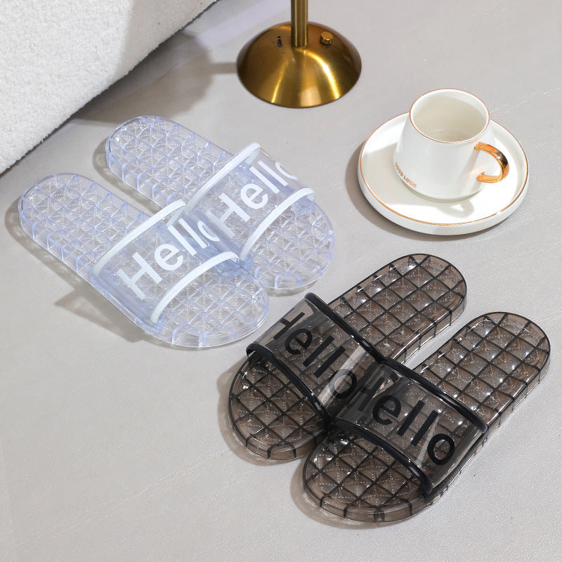 Fashionable Transparent Jelly Slippers for Women, New Summer Indoor Bathroom Crystal Sandals., Women Shoes