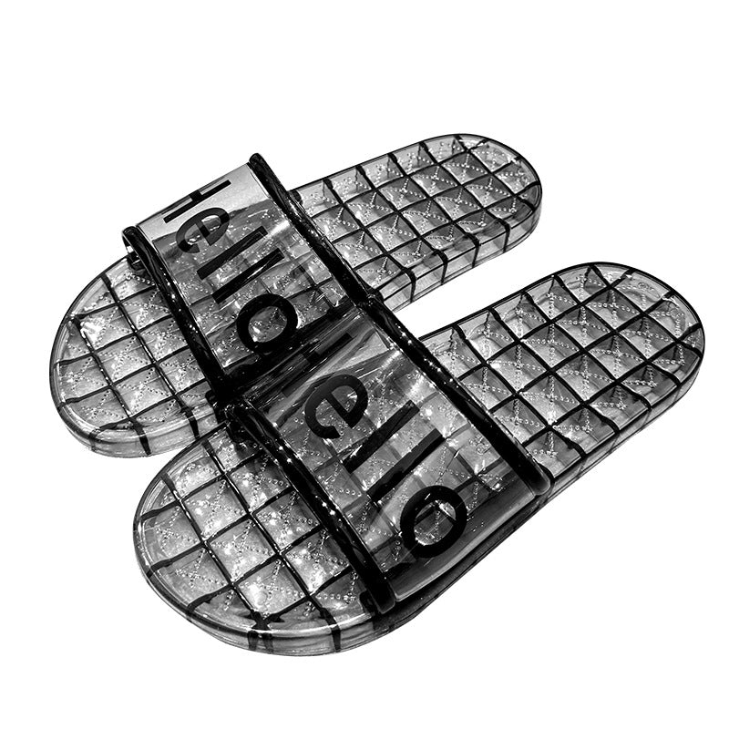Fashionable Transparent Jelly Slippers for Women, New Summer Indoor Bathroom Crystal Sandals., Women Shoes