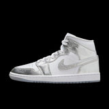WMNS Air Jordan 1 Mid SE (White/Metallic Silver-Wolf Grey)
